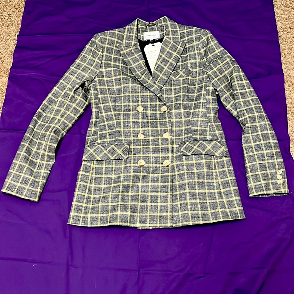 Current/Elliott gray plaid blazer. NWT